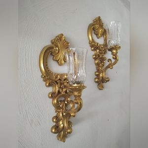 Dart Industries 1977 Hollywood Regency Key wall candleholders